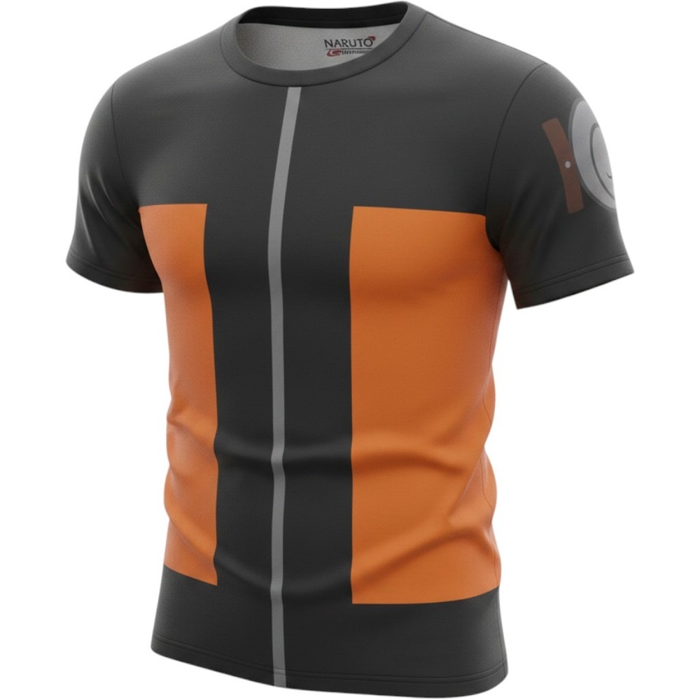 Naruto Shippuden Collection Small T-Shirt Black Orange Uzumaki Cosplay Tee